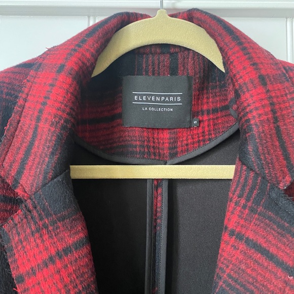 Eleven Paris Red Plaid Overcoat, size S - Picture 4 of 8